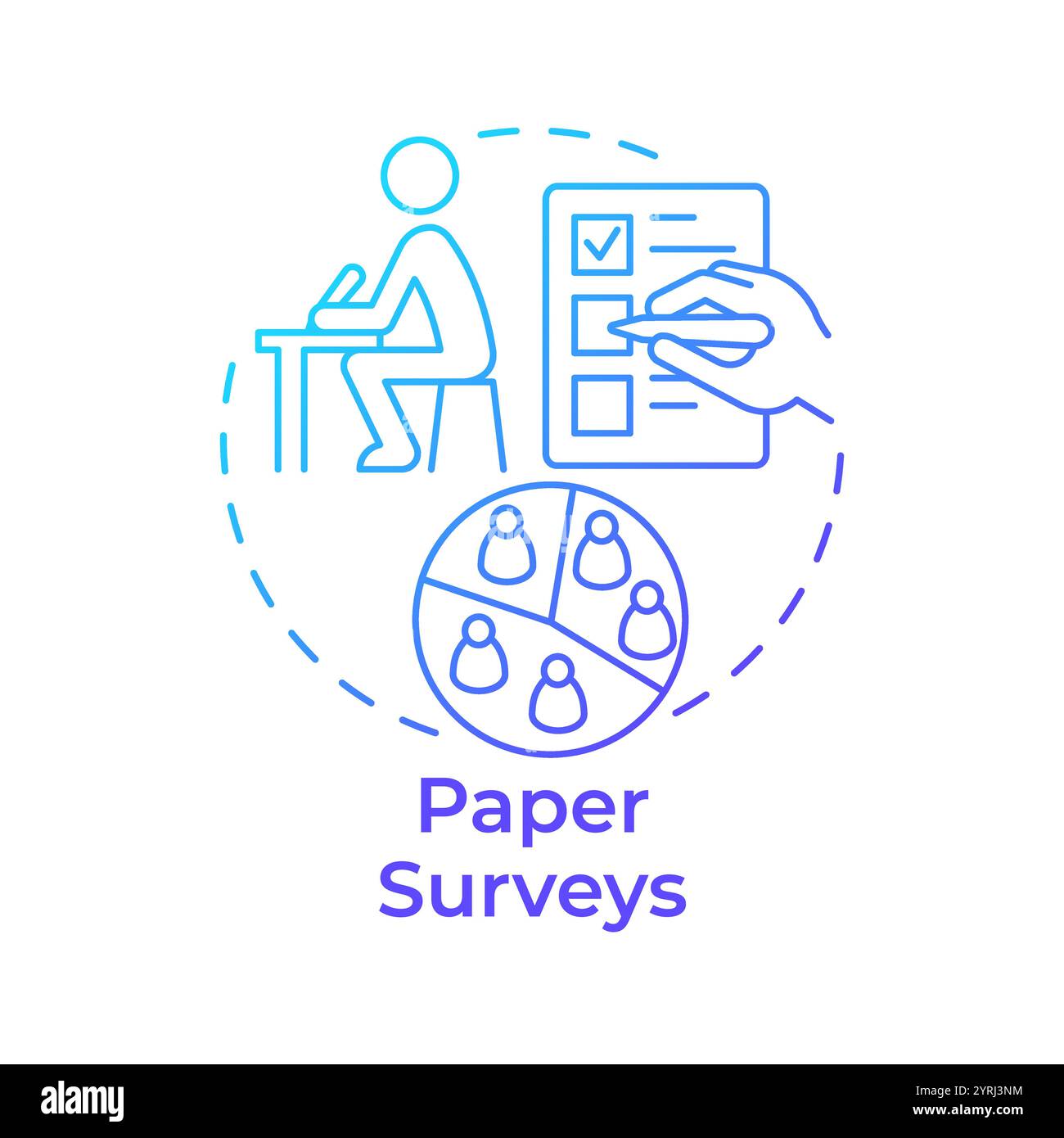 Paper surveys blue gradient concept icon Stock Vector