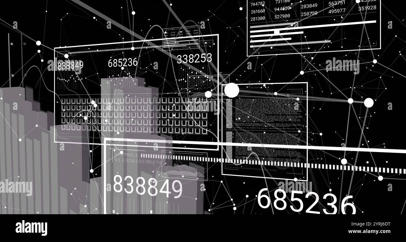 Image of diagrams and shapes over data processing Stock Photo - Alamy