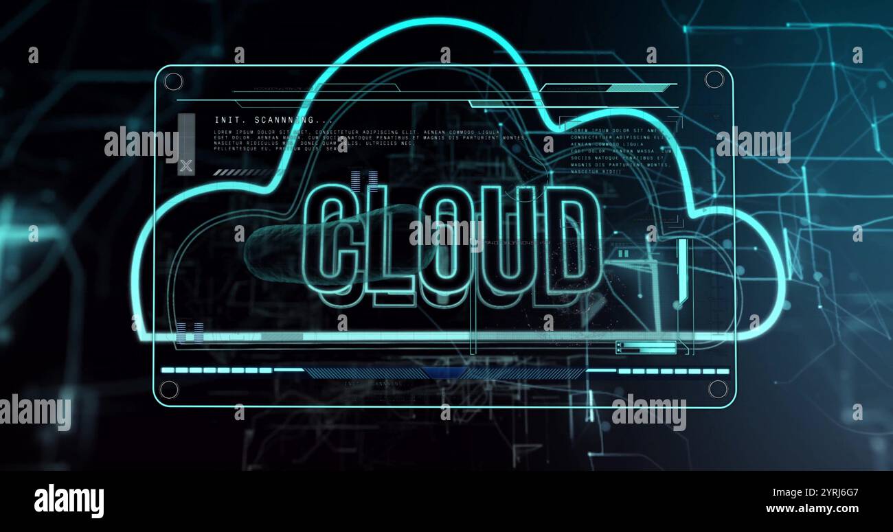 Cloud computing concept with futuristic data processing image Stock ...
