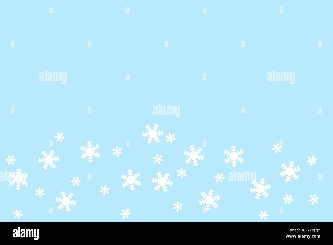 Plain blue winter background with white snowflakes Stock Photo