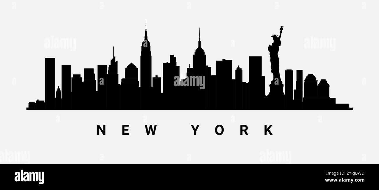 New York City skyline silhouette with Statue of Liberty. Iconic New ...
