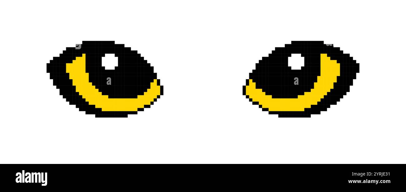 Pixel art cartoon eyes animal yellow design. Bright, expressive eyes ...