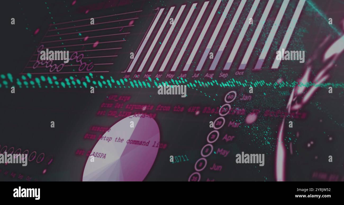 Data visualization image over calendar months and numerical data Stock ...