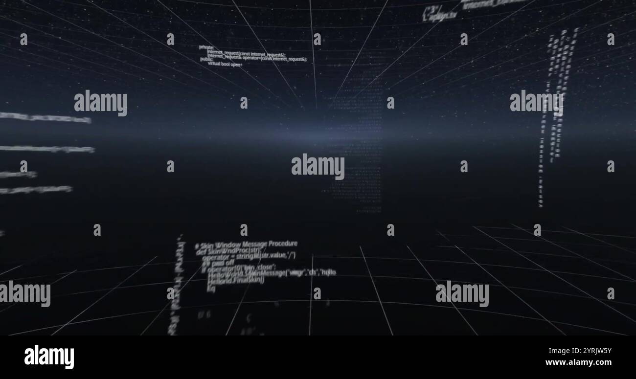 Image of data processing on black background Stock Photo - Alamy