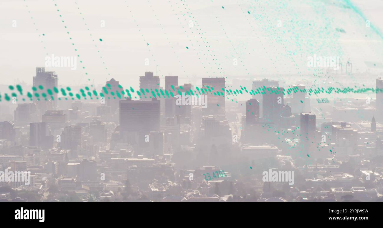 Image of diagrams and data processing over cityscape Stock Photo - Alamy