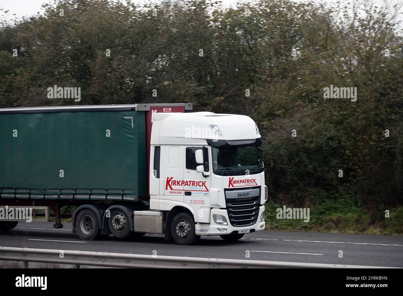 Kirkpatrick DAF lorry on the M40 motorway, Warwickshire, UK Stock Photo