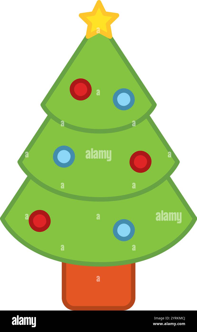 Christmas tree with ornaments and star Vector Stock Vector Image & Art ...