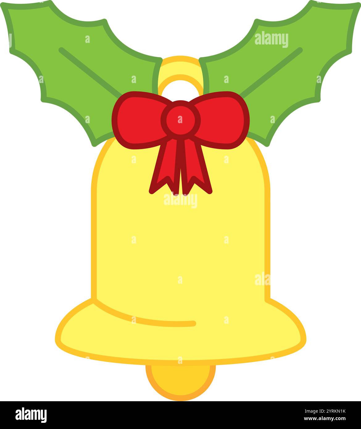 Golden Christmas bell with holly and bow Vector Stock Vector Image ...
