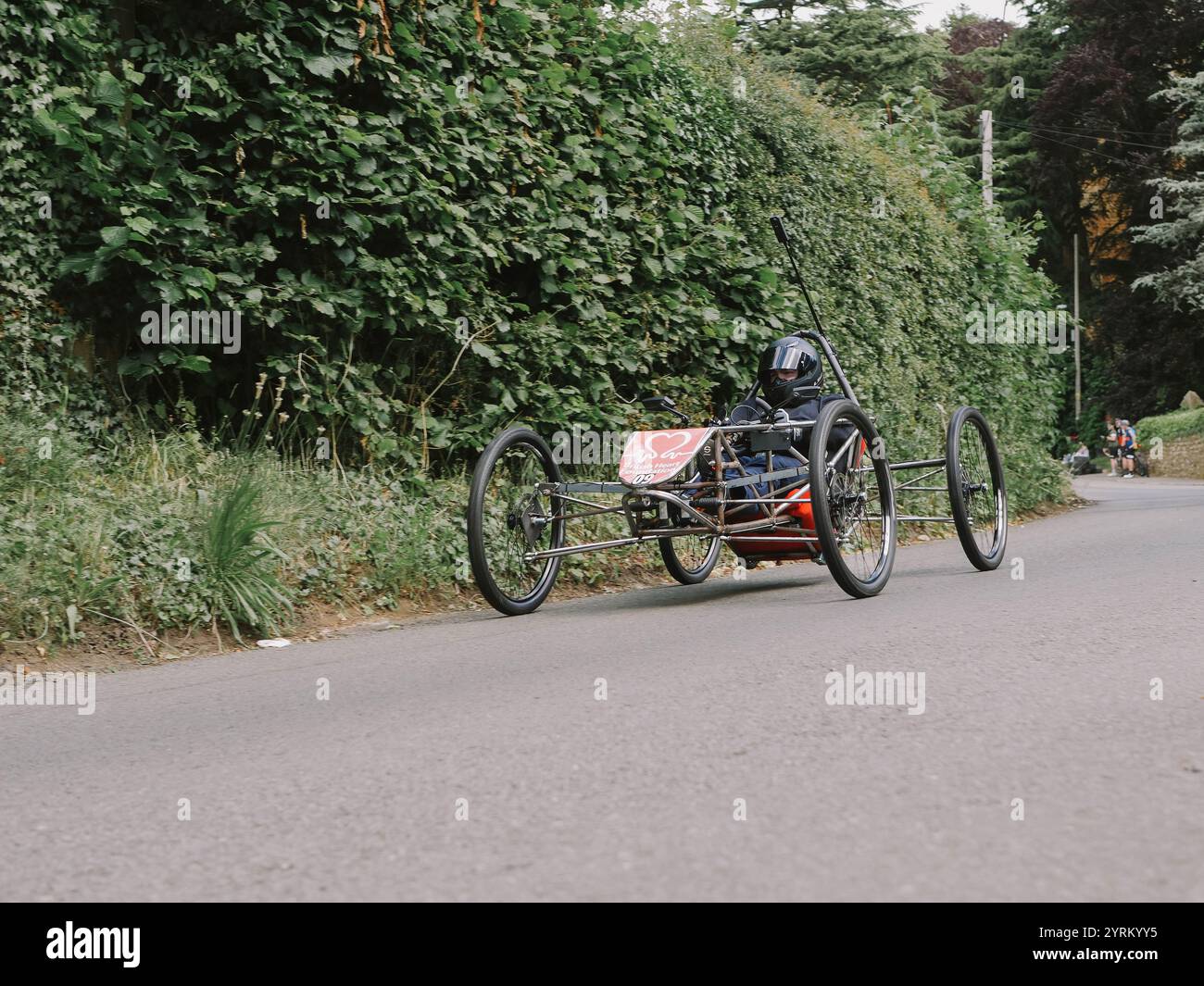 Gravity racer pilots their soapbox down the hill at the Avon Dassett ...
