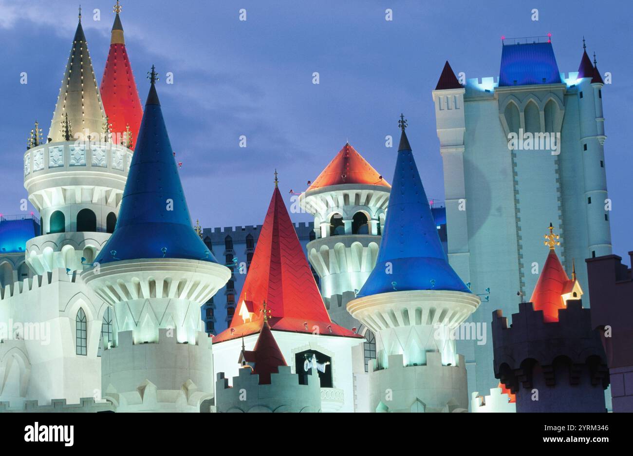 Towers of the Excalibur Hotel and Casino in Las Vegas Boulevard. Las Vegas. Nevada. USA Stock Photo