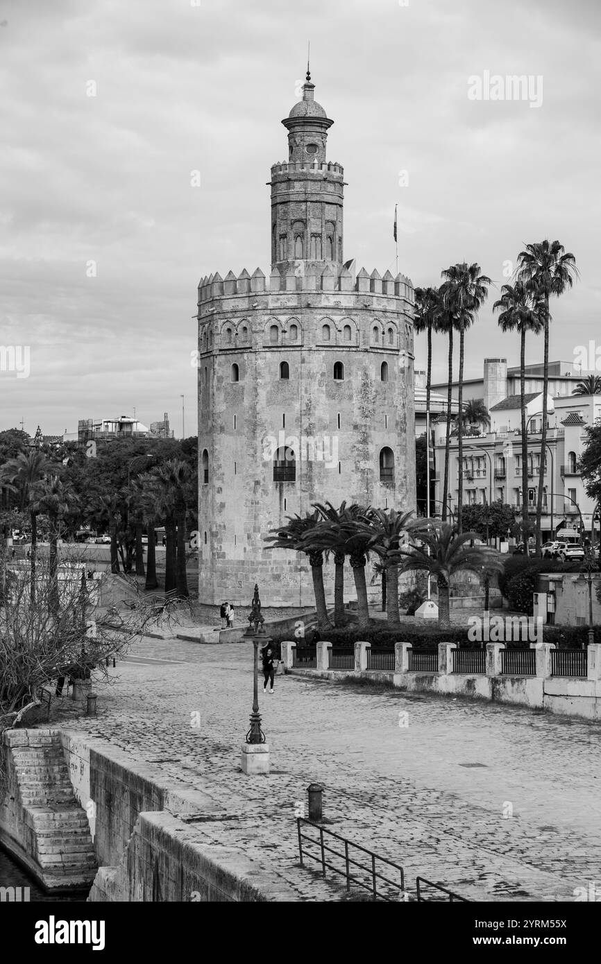 Old stone observation tower Black and White Stock Photos & Images - Alamy