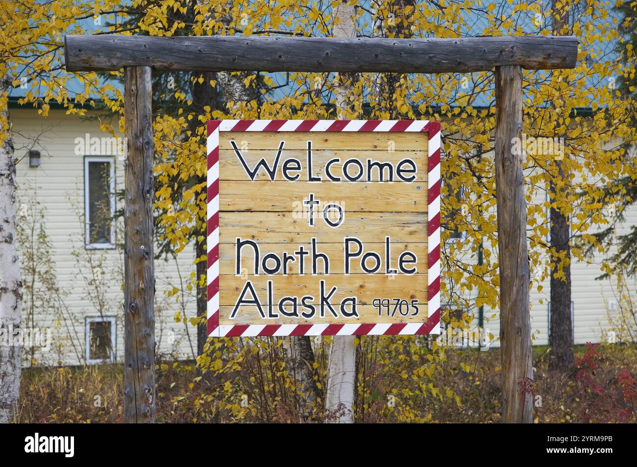Christmas Themed Alaskan Town. Town Welcome Sign. North Pole. Interior ...