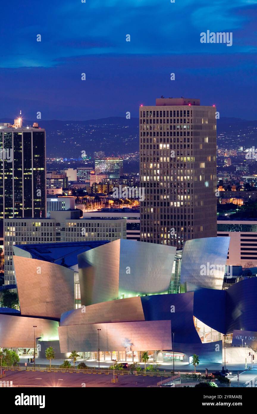 Evening View of Walt Disney Concert Hall from Los Angeles City Hall