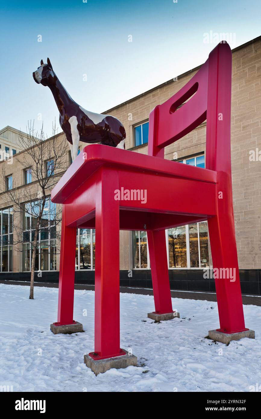 USA, Colorado, Denver, The Yearling, sculpture by Donald Lipski outside ...