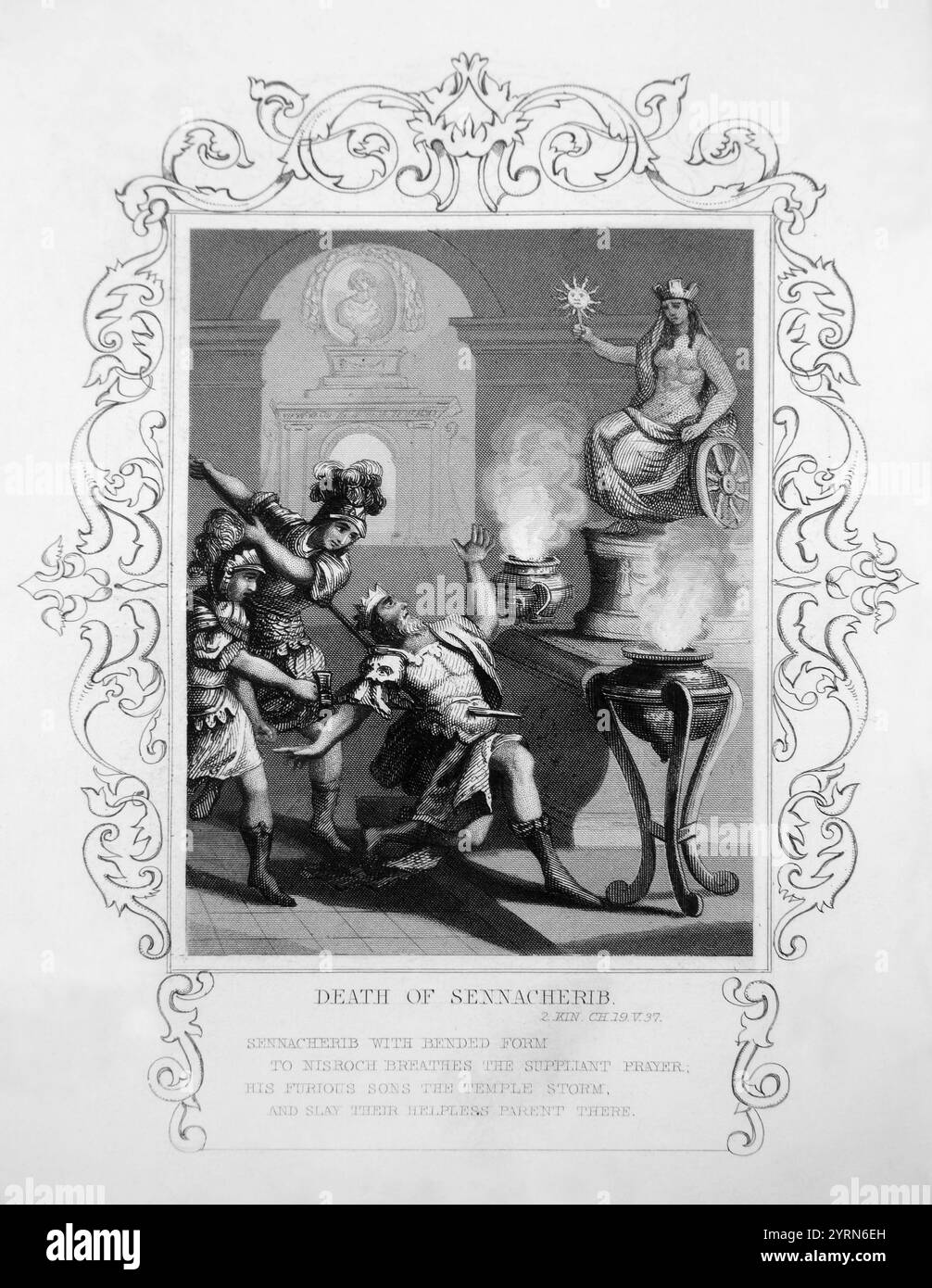 Steel Engraving of the Death of Sennacherib (Book of Kings) While