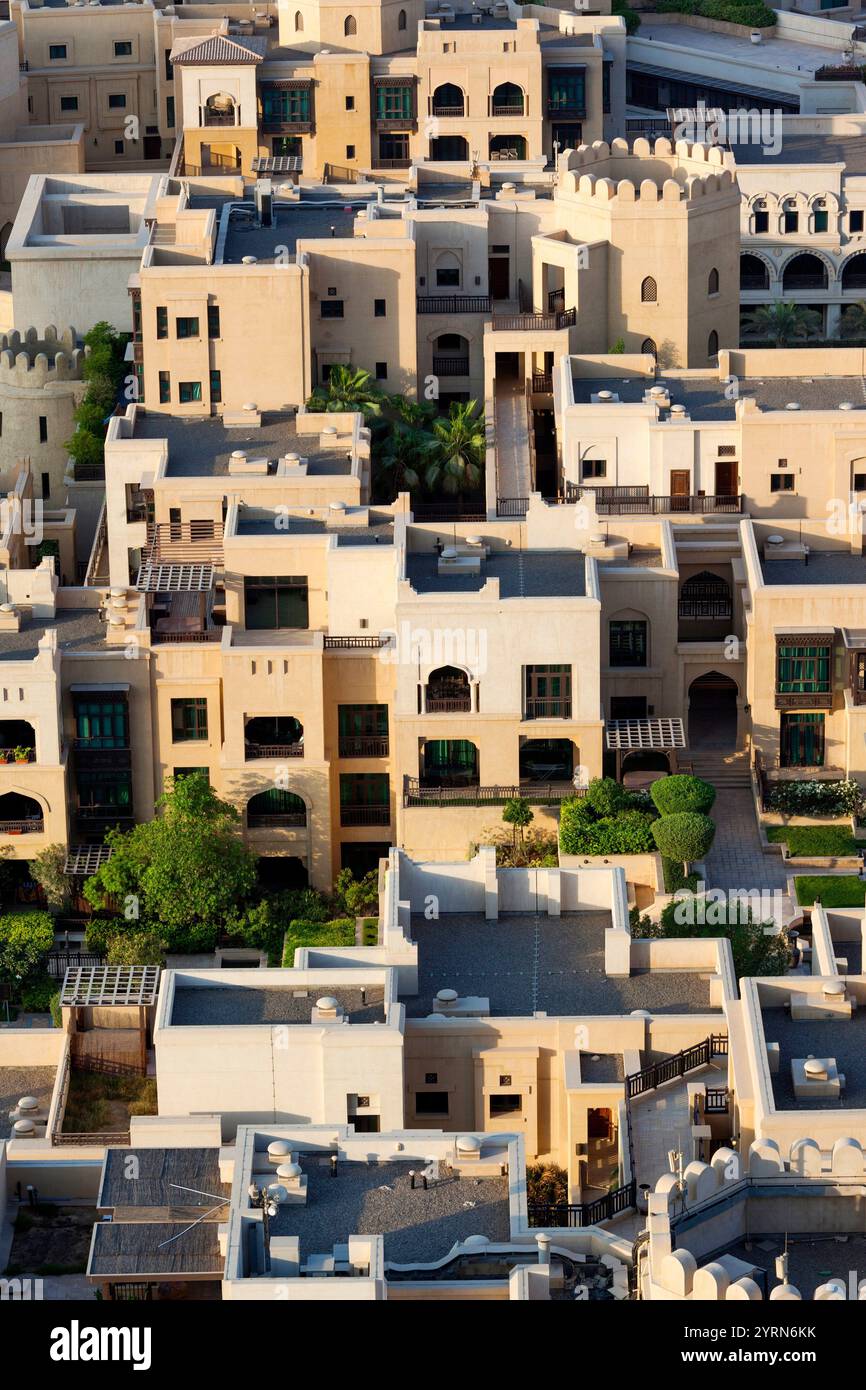 UAE, Dubai, Downtown Dubai, elevated view of Downtown area. Stock Photo