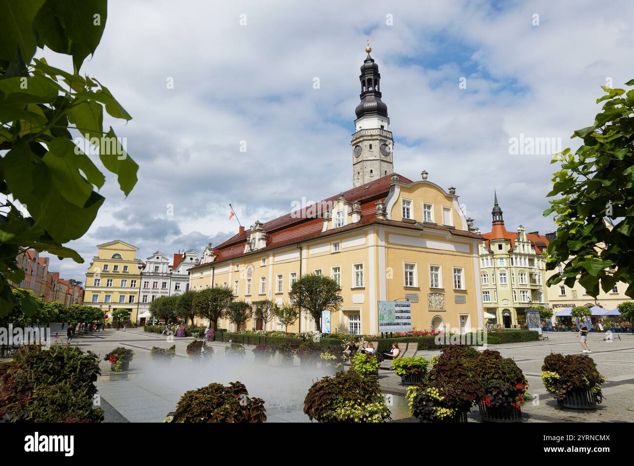 Market Square, Boleslawiec, Bunzlau, Lower Silesia, Poland Stock Photo