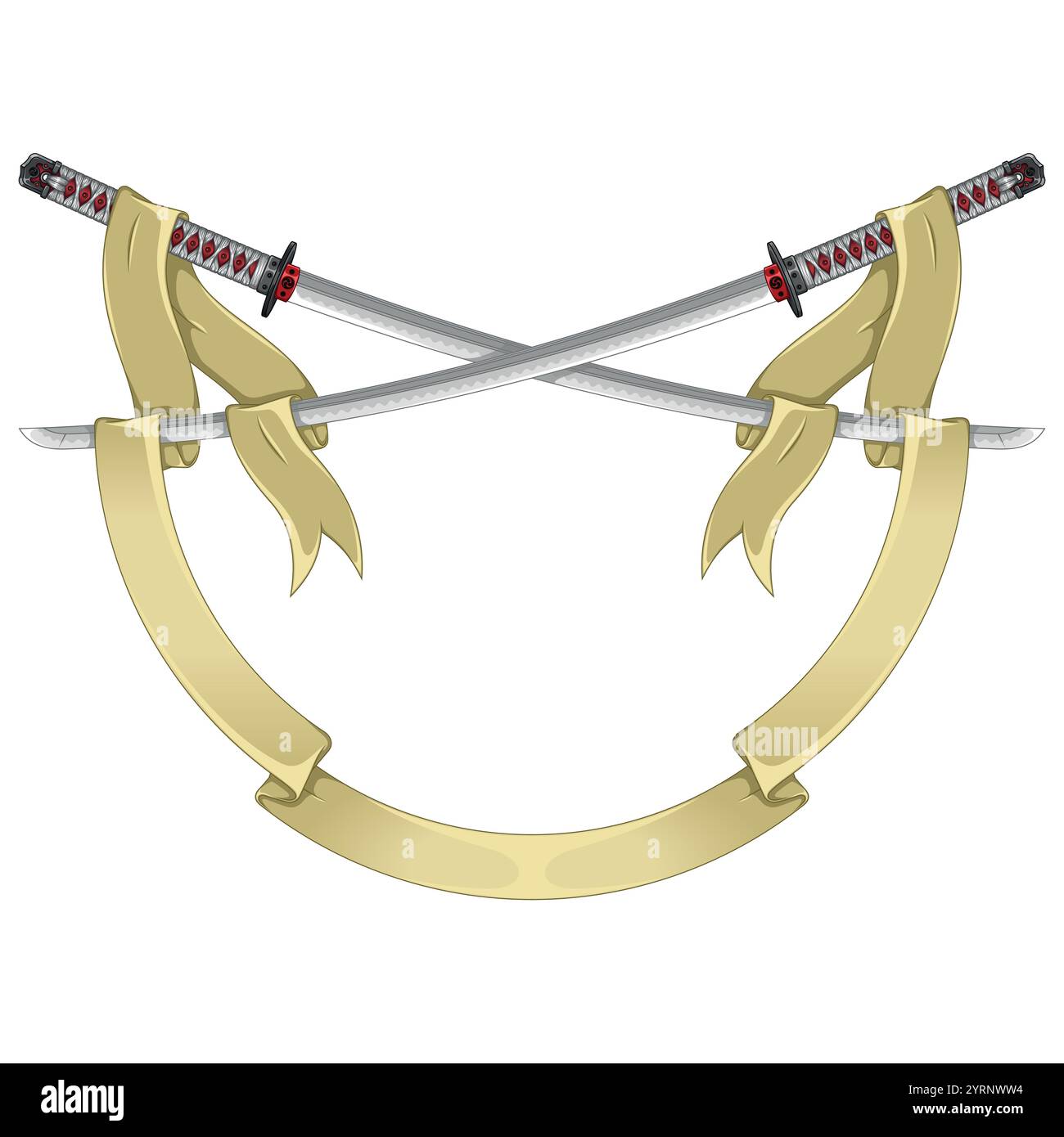 Samurai Sword With Ribbon Katana From Ancient Feudal Japan With Ribbon Samurai Sword With Ribbon Katana From Ancient Feudal Japan With Ribbon
