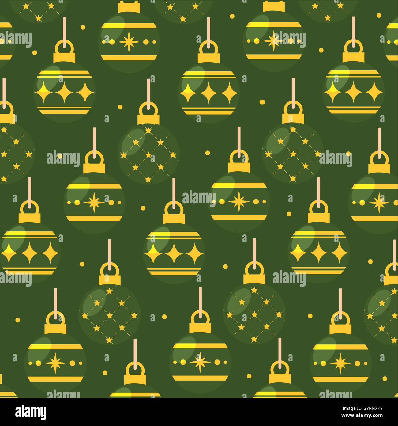 Green and yellow Christmas ornaments pattern Vector Stock Vector Image