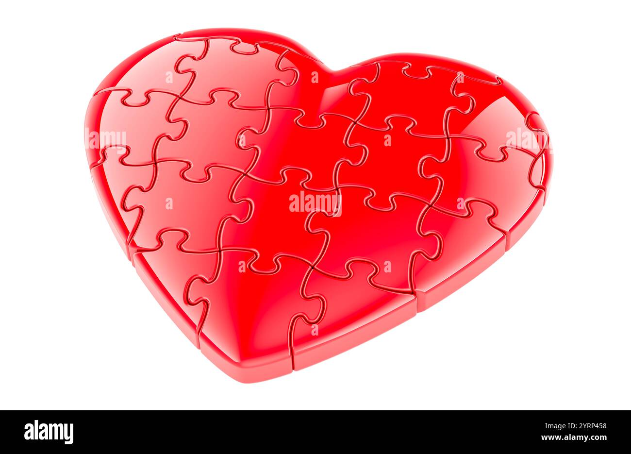 Red Heart from Puzzles. 3D rendering isolated on white background Stock ...