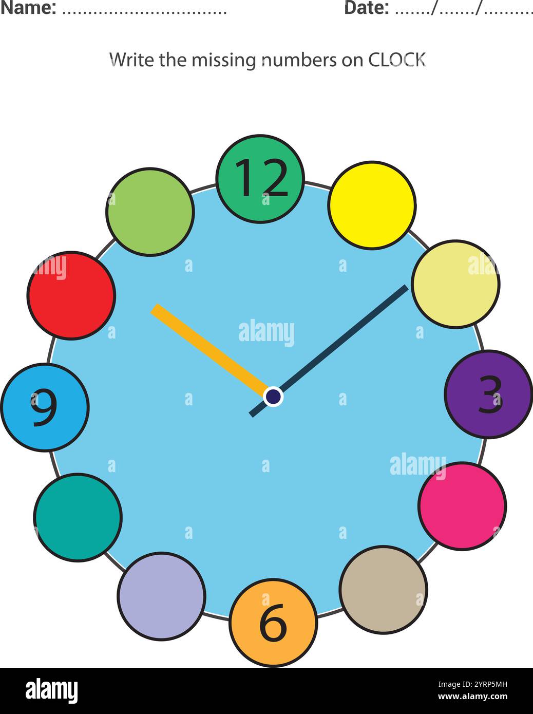 Analog clock activity sheet stock vector image art alamy