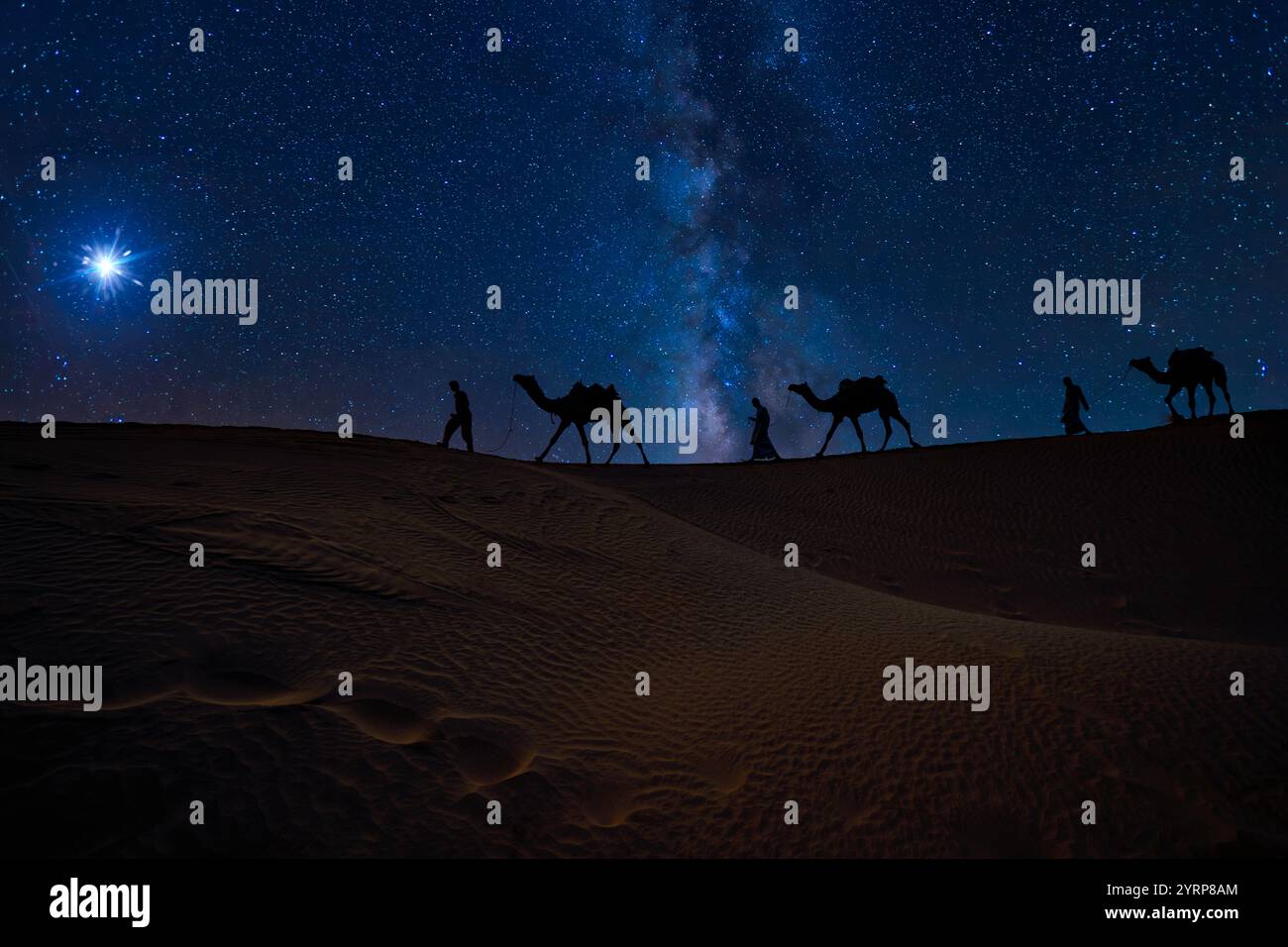 The three wise men following the star of bethlehem hi-res stock ...