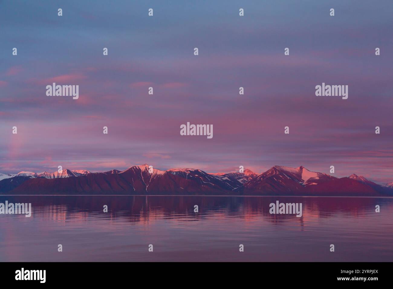 Evening atmosphere in Liefdefjorden, Spitsbergen, Norway Stock Photo
