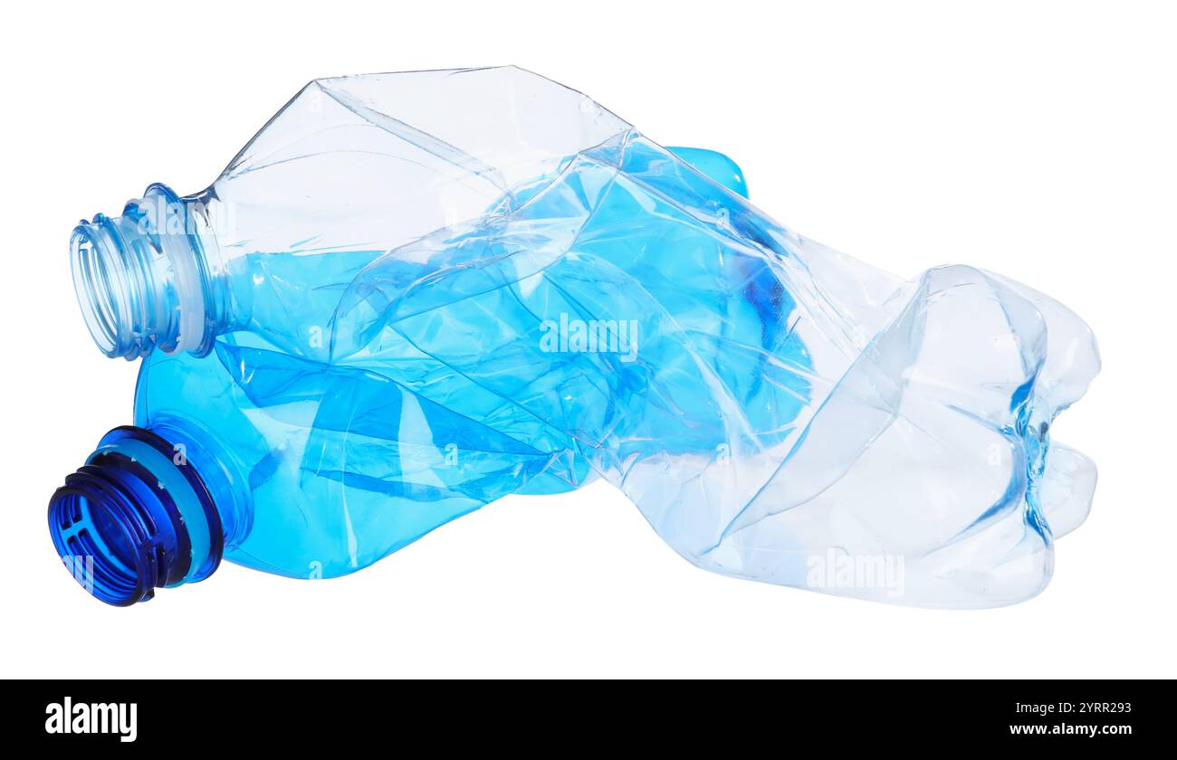 Crumpled empty plastic bottles isolated on white Stock Photo - Alamy