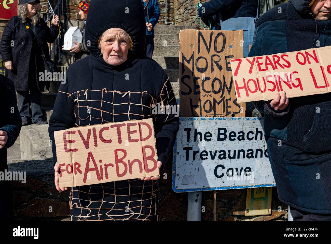 Anti Second Home protest in St Agnes, Cornwall Stock Photo - Alamy