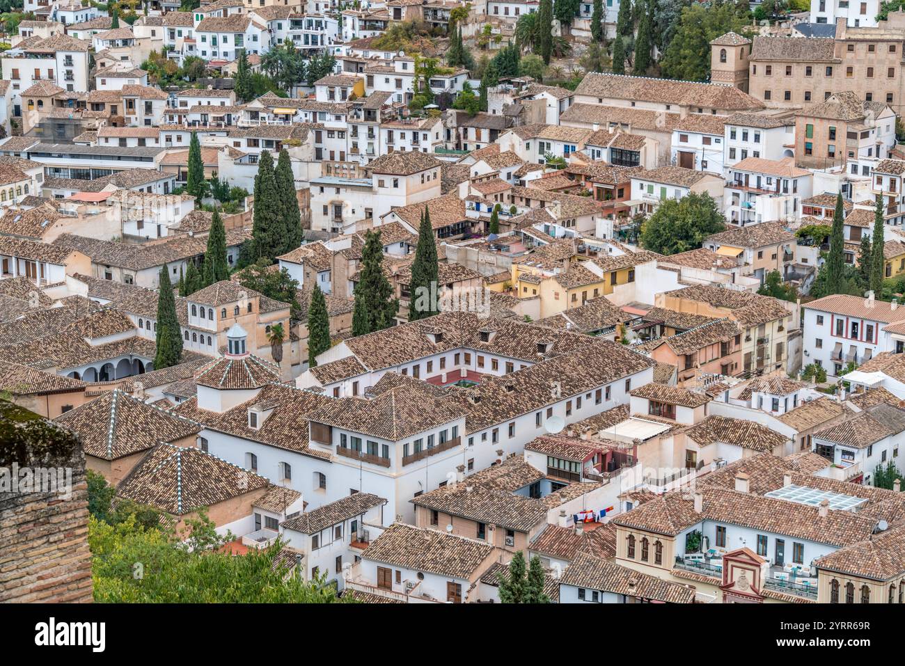Granada, Spain - November 22, 2022 : Aerial view of he Albaicin or ...