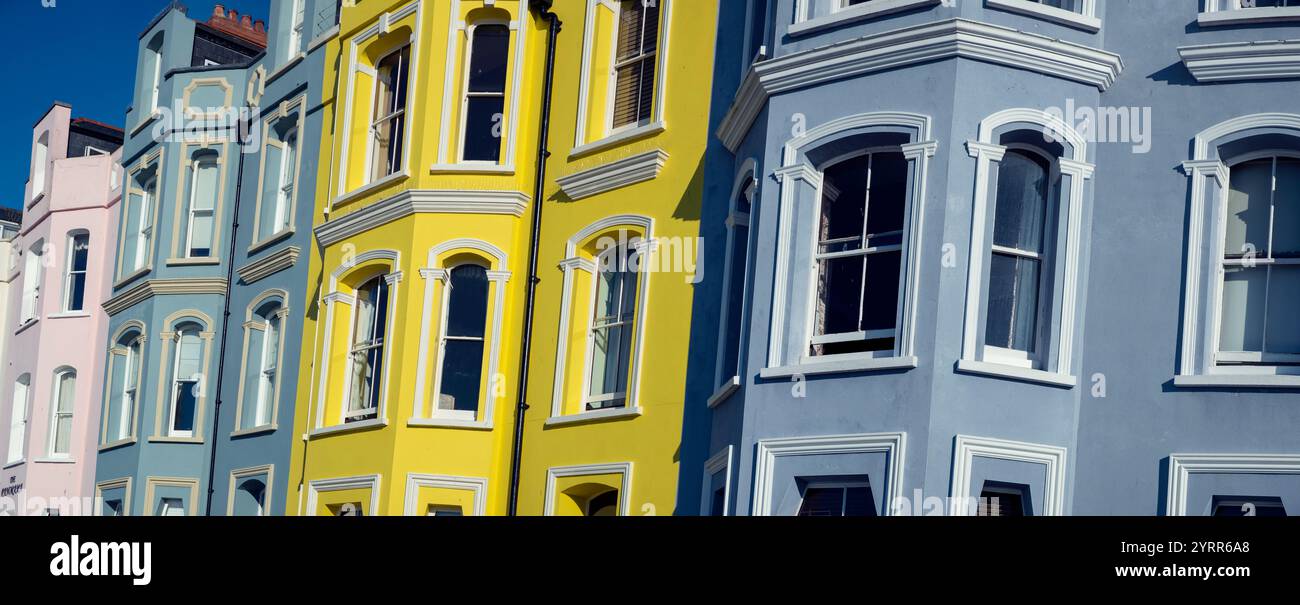 Colourful row of houses on the Esplanade  in Tenby Stock Photo