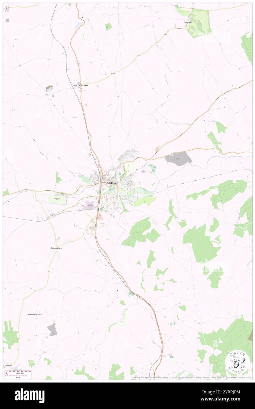 Mallow, County Cork, IE, Ireland, Munster, N 52 7' 59'', S 8 37' 59'', map, Cartascapes Map published in 2024. Explore Cartascapes, a map revealing Earth's diverse landscapes, cultures, and ecosystems. Journey through time and space, discovering the interconnectedness of our planet's past, present, and future. Stock Photo