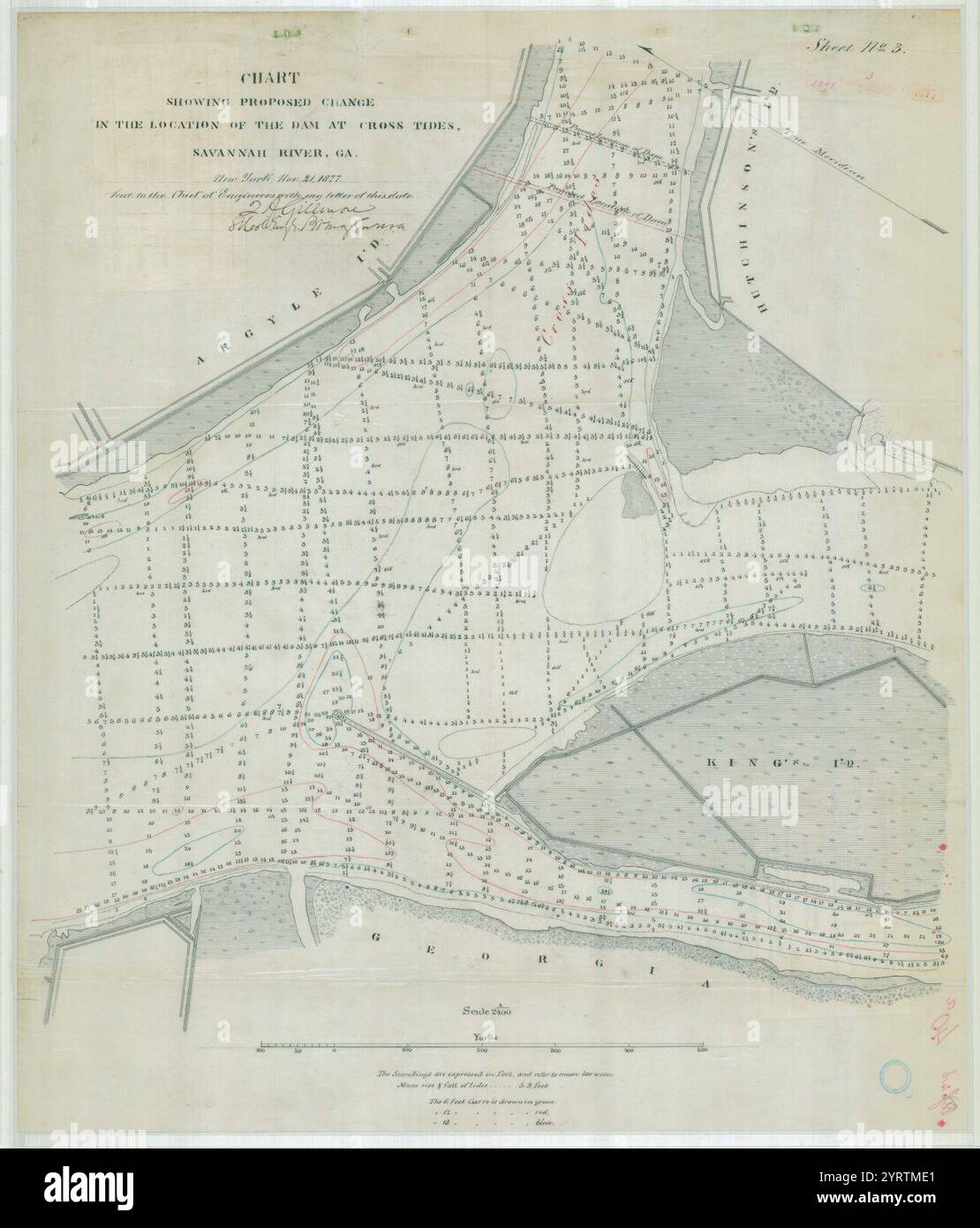 Chart Showing the Proposed Change in the Location of the Dam at Cross