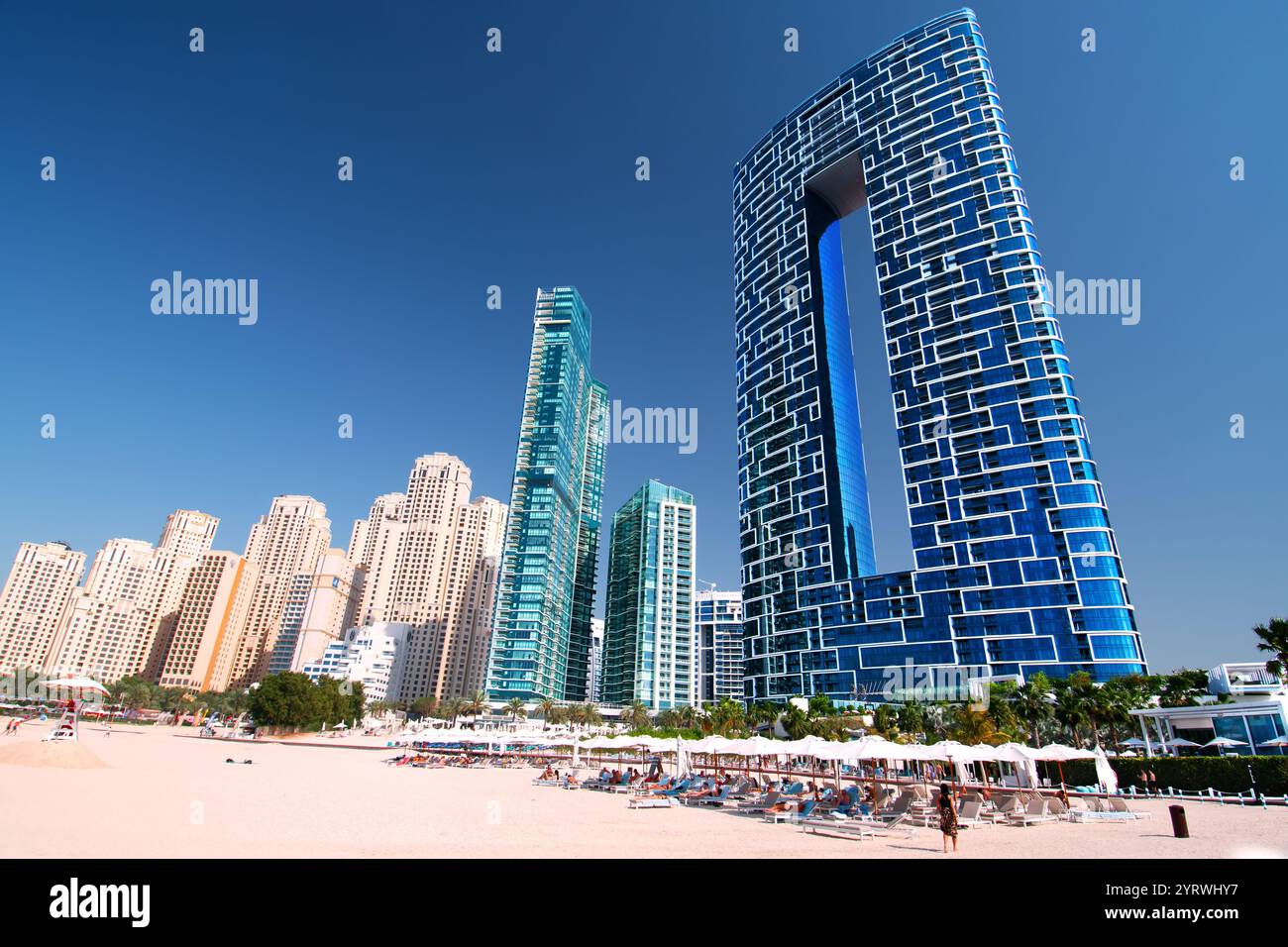 Dubai beach view skyline hi-res stock photography and images - Alamy