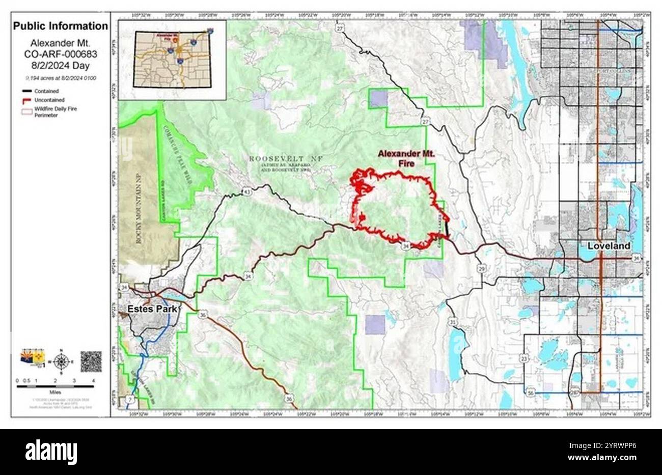 CO-ARF Alexander Mountain Fire map 8-2 Stock Photo - Alamy