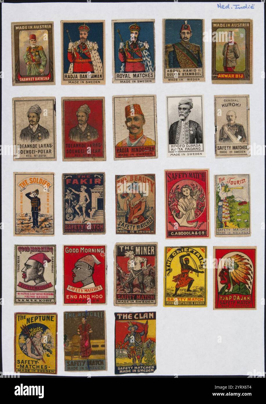 -153, Etiketten van luciferdoosjes, 1900-1949. Stock Photo