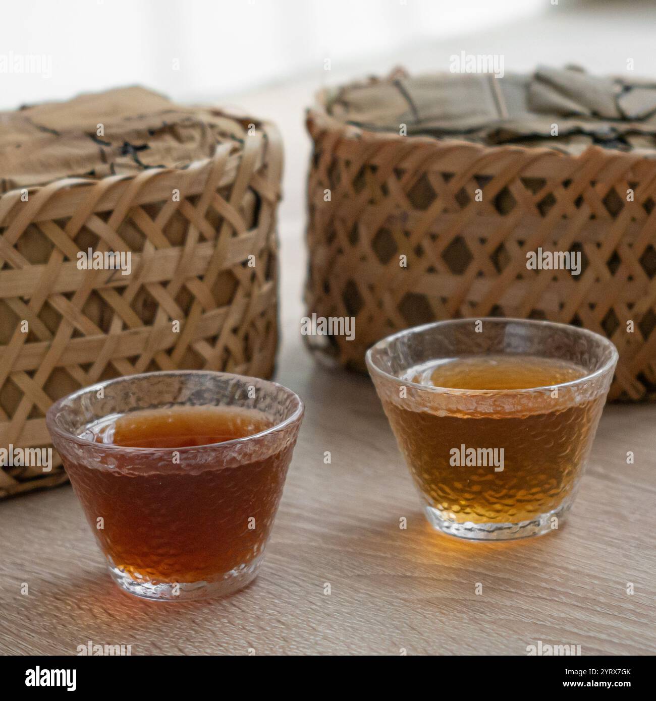 A Unique Artisan Tea Selection Presented in Exquisite Traditional Serveware for Enjoyment Stock Photo