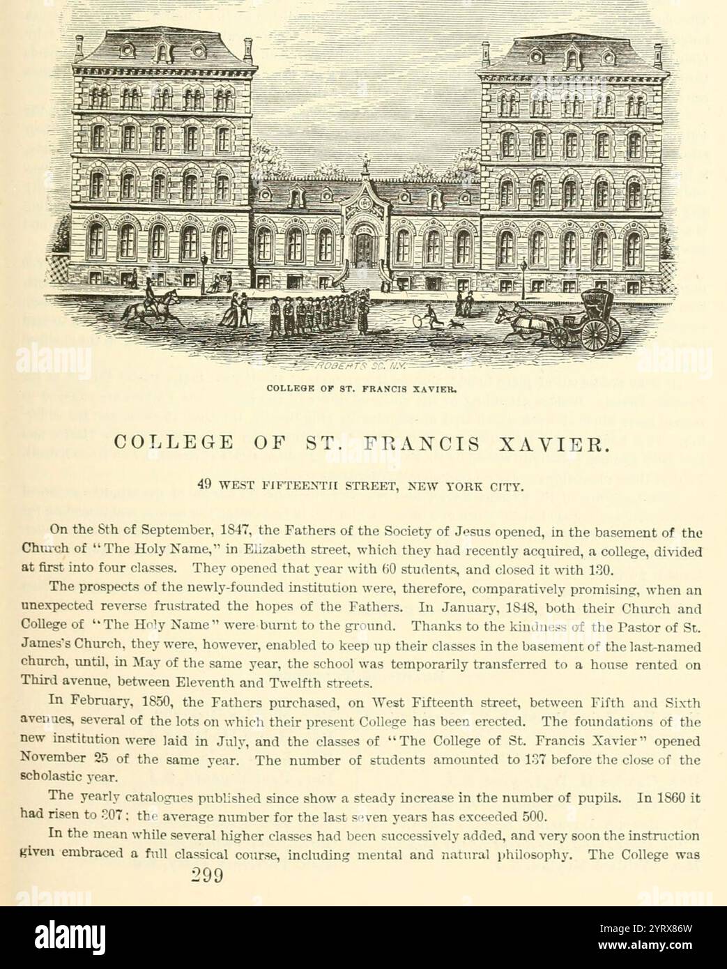 College of St. Francis Xavier, New York City, Valentine's Manual Stock