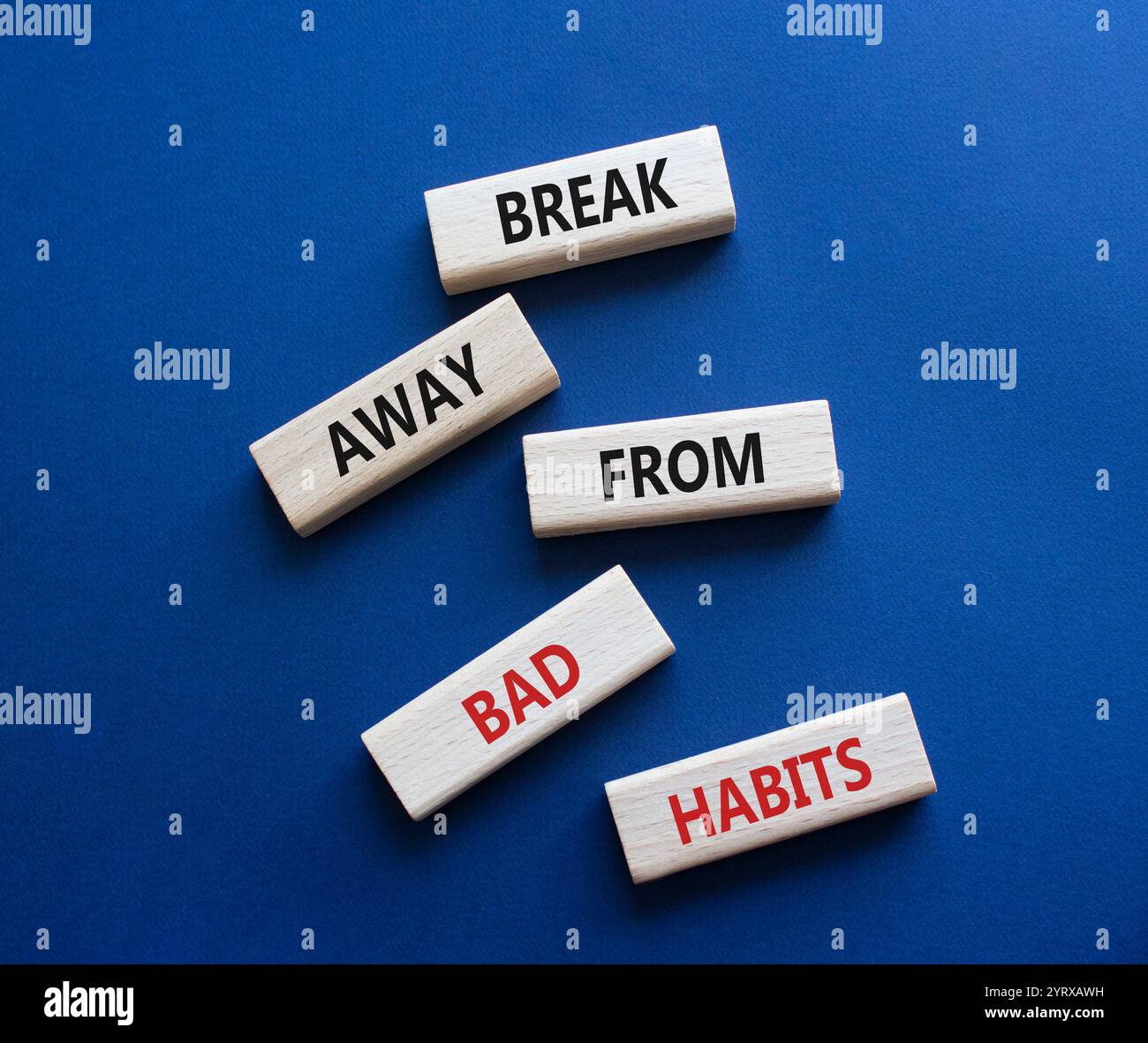 Break away from bad habits symbol. Wooden blocks with words Break away ...