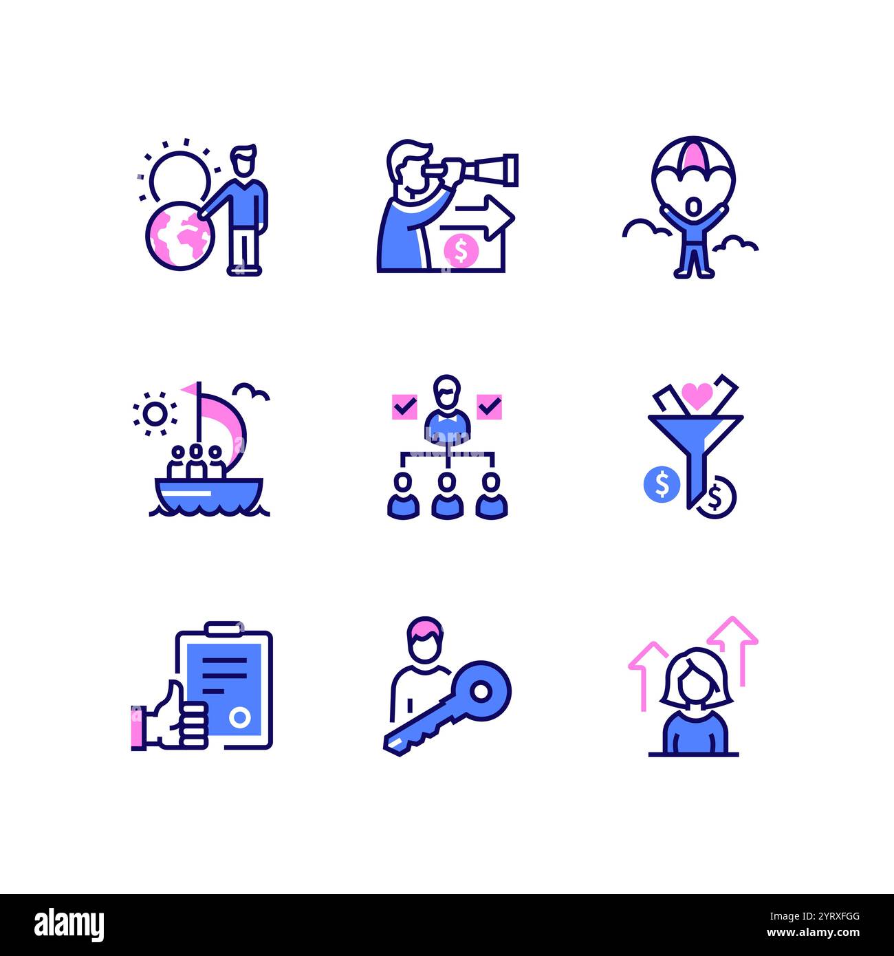 Business, management and finance - line design style icons set Stock ...