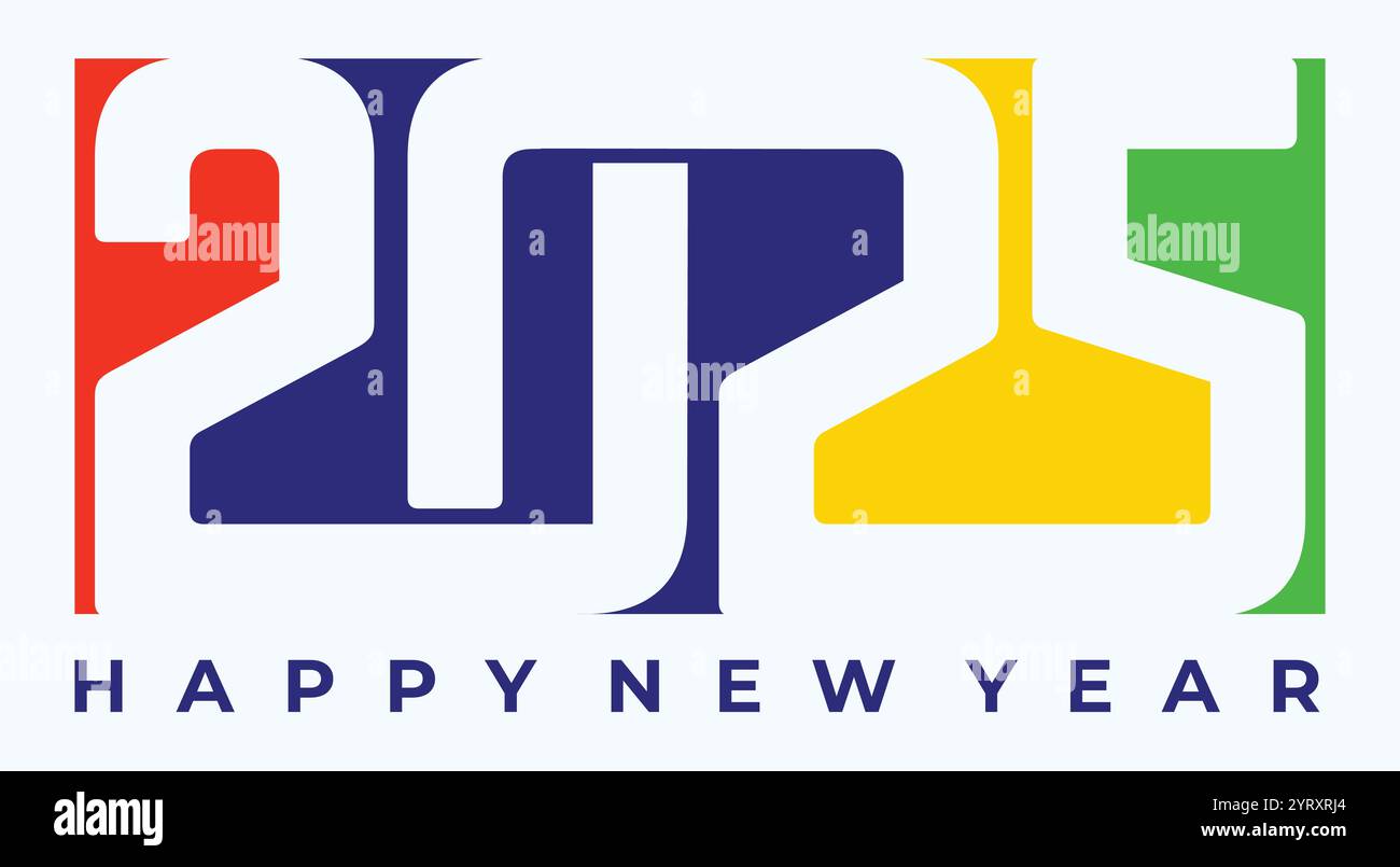 Happy new year 2025 design. With colorful truncated number illustrations. Premium vector design