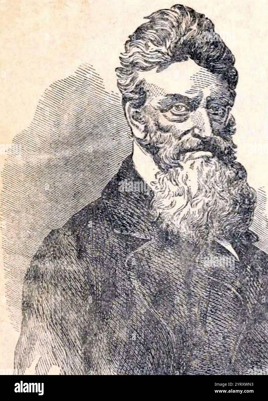 lithographic portrait of Capt. John Brown. Brown's raid on Harpers Ferry was an effort by abolitionist John Brown, from October 16 to 18, 1859, to initiate a slave revolt in Southern states by taking over the United States arsenal at Harpers Ferry, Virginia (since 1863, West Virginia). It has been called the dress rehearsal for, or tragic prelude to, the American Civil War. Stock Photo