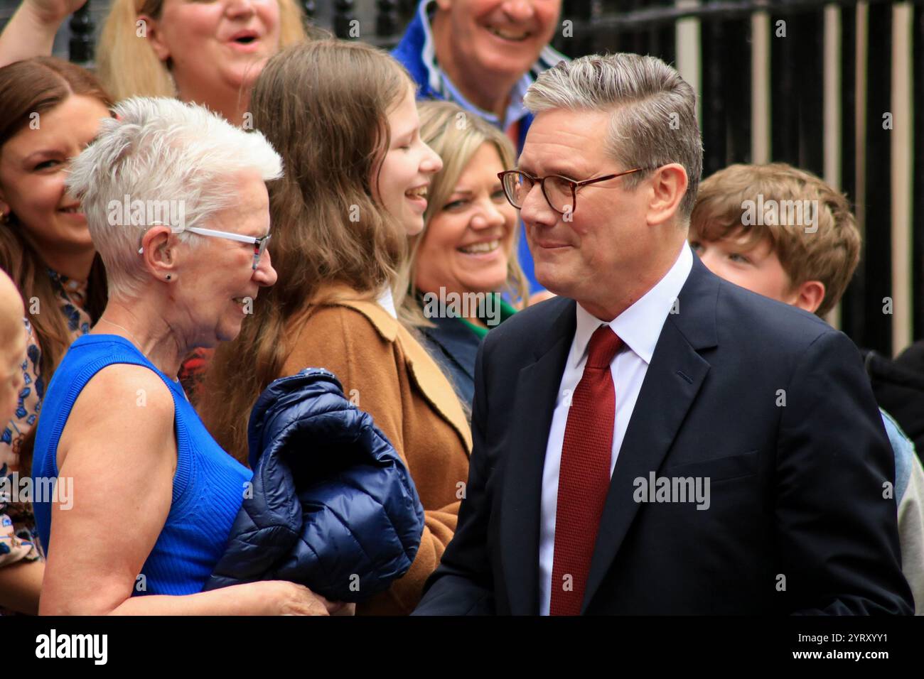 Labour Party Leader, Sir Keir Starmer, arrives as Prime Minister at Downing Street, London, following election victory on 5th July 2024. Stock Photo