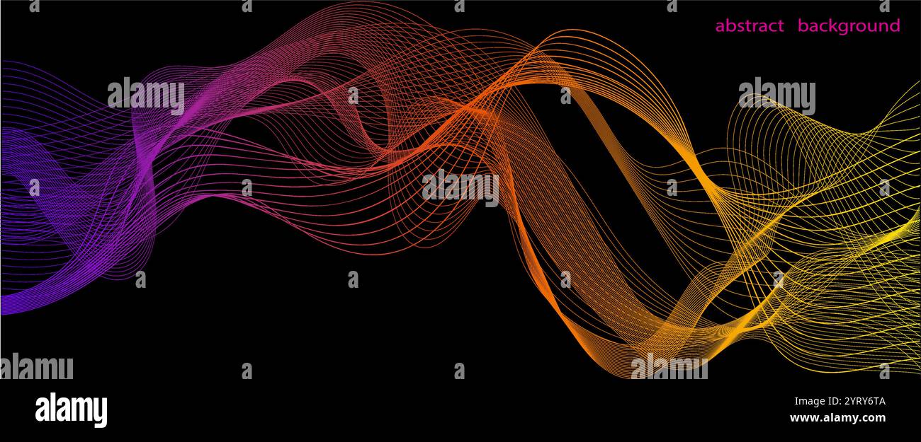 This image features a colorful wave pattern with flowing lines on a dark background. It captures a modern abstract concept, creating a dynamic visual Stock Vector