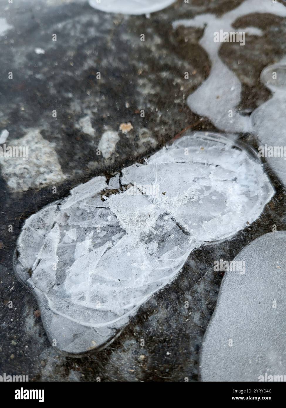 Icy pattern on the ground - Smartphone Captured Stock Image