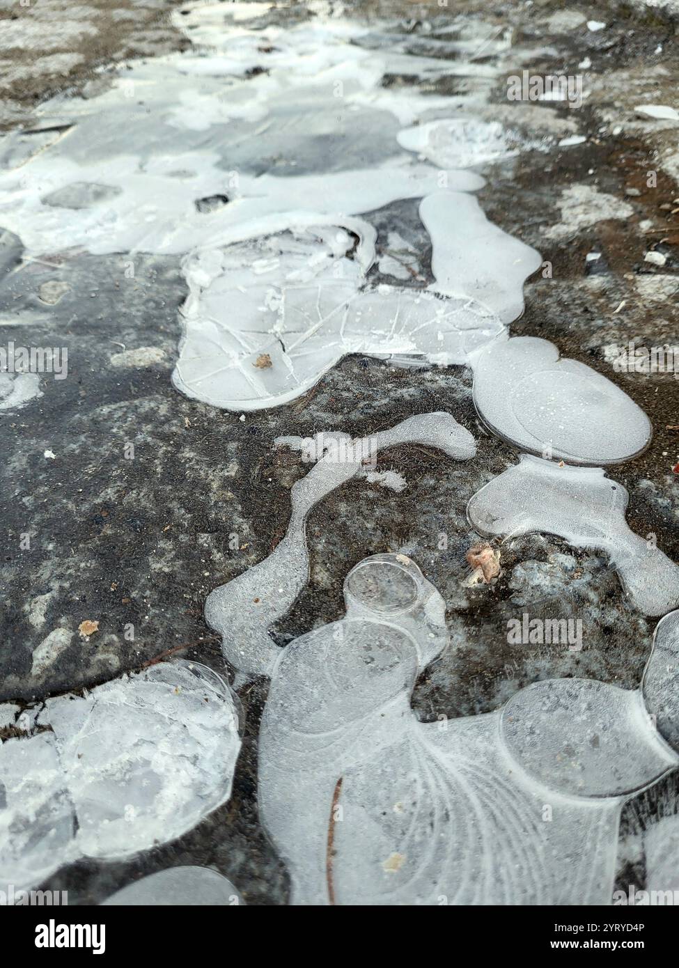 Icy pattern on the ground - Smartphone Captured Stock Image