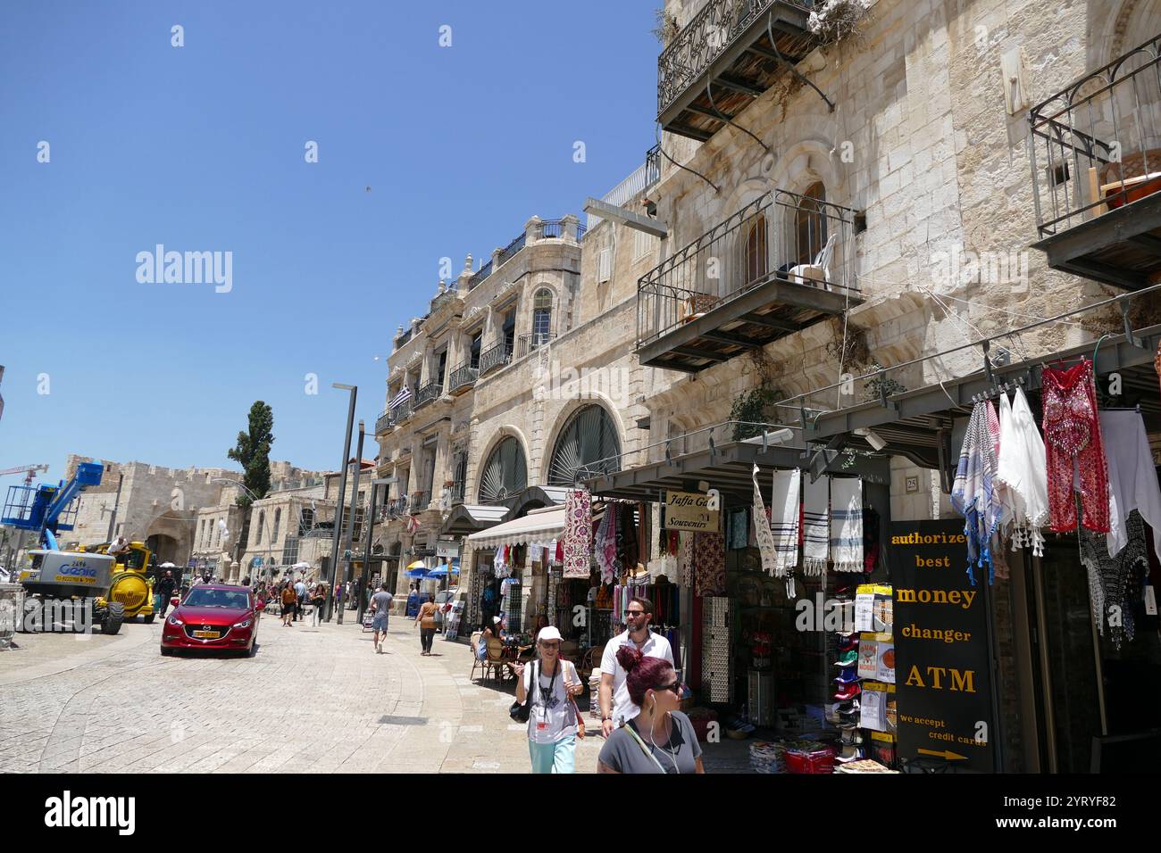 Ottoman era buildings near the Jaffa Gate entrance to western edge of the Old City of Jerusalem. Stock Photo