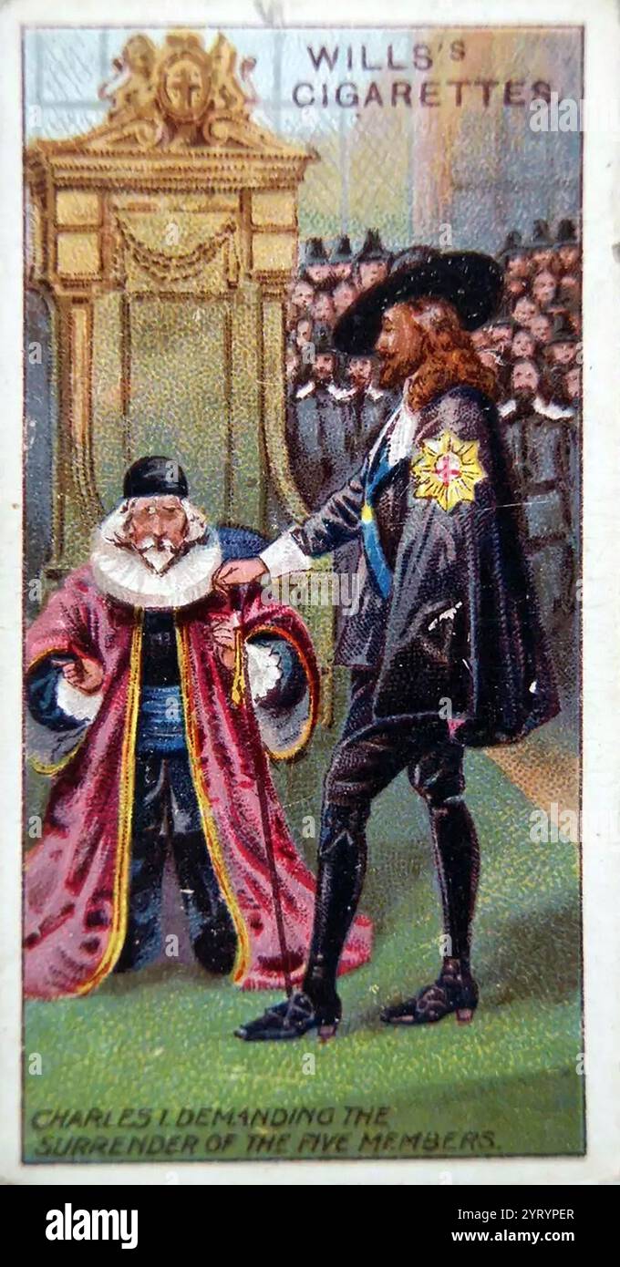 1912 Wills Historic Events series, No. 30. King Charles I demanding surrender of Five Members of the House of Commons Stock Photo