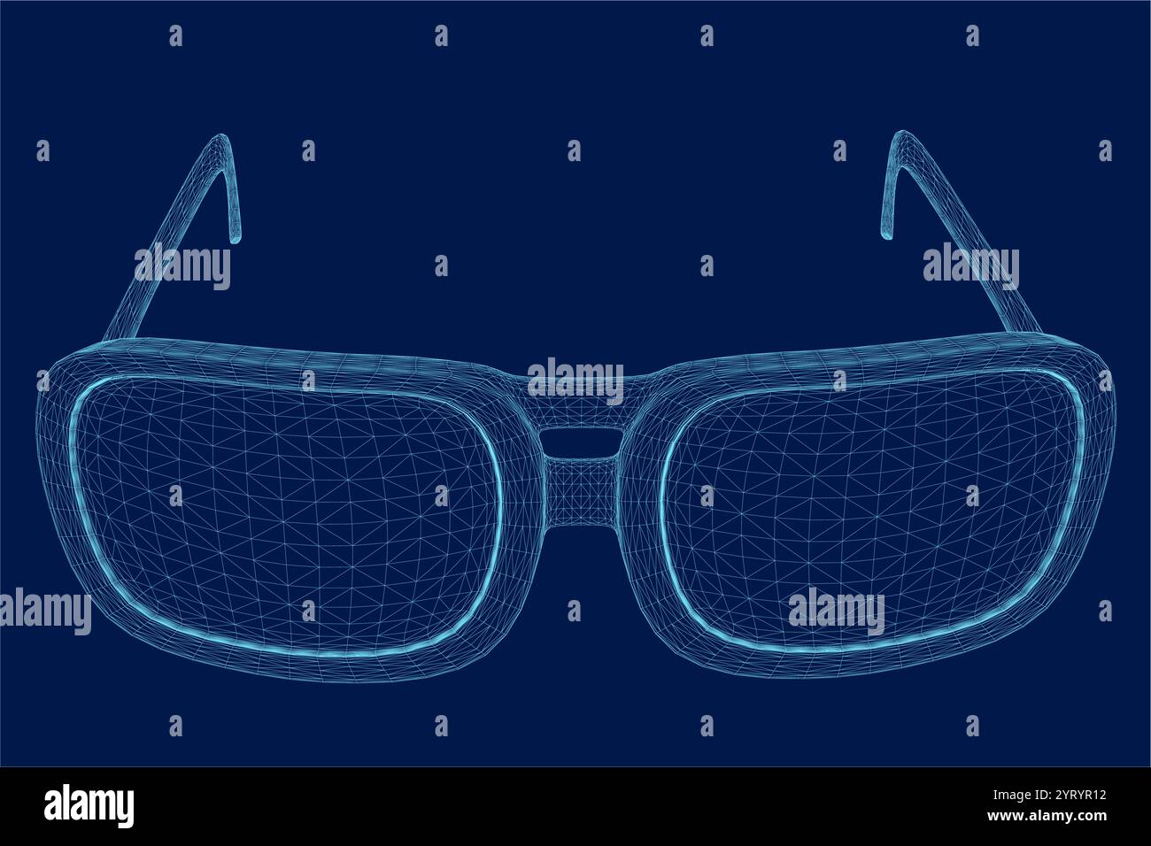 Vector illustration of wireframe hipster glasses isolated on blue ...