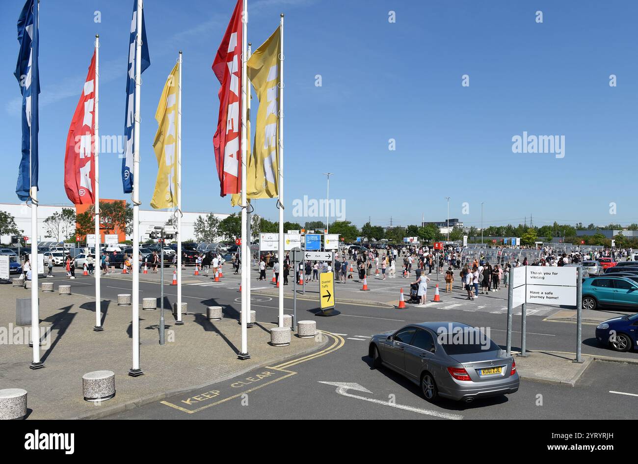 Thousands of shoppers have queued for hours to get into Ikea stores after the furniture giant reopened 19 shops in England and Northern Ireland on 1st June 2020. The COVID-19 pandemic spread to the United Kingdom in late January 2020. by 28 June 2020 there had been 311,151 confirmed cases  and 43,550 deaths of confirmed cases Stock Photo